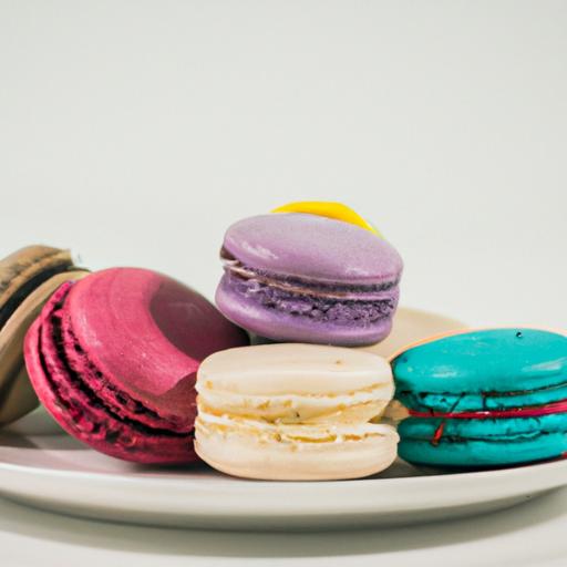 Bánh macaron Pháp đa sắc trên đĩa