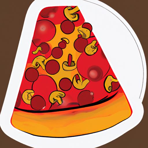 Sticker bánh pizza với xúc xích và nấm